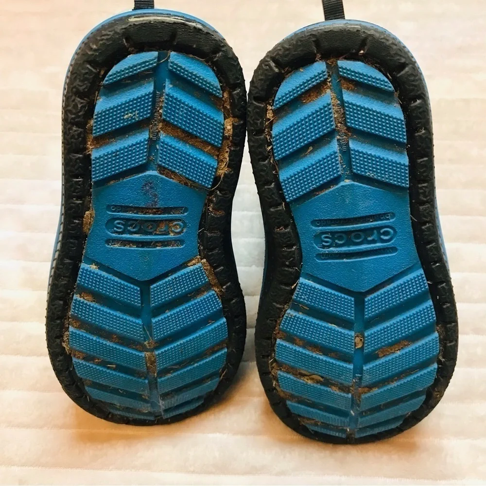 Crocs AllCast Waterproof Duck Slip-On Blue Synthetic Kids Boots boys size 10